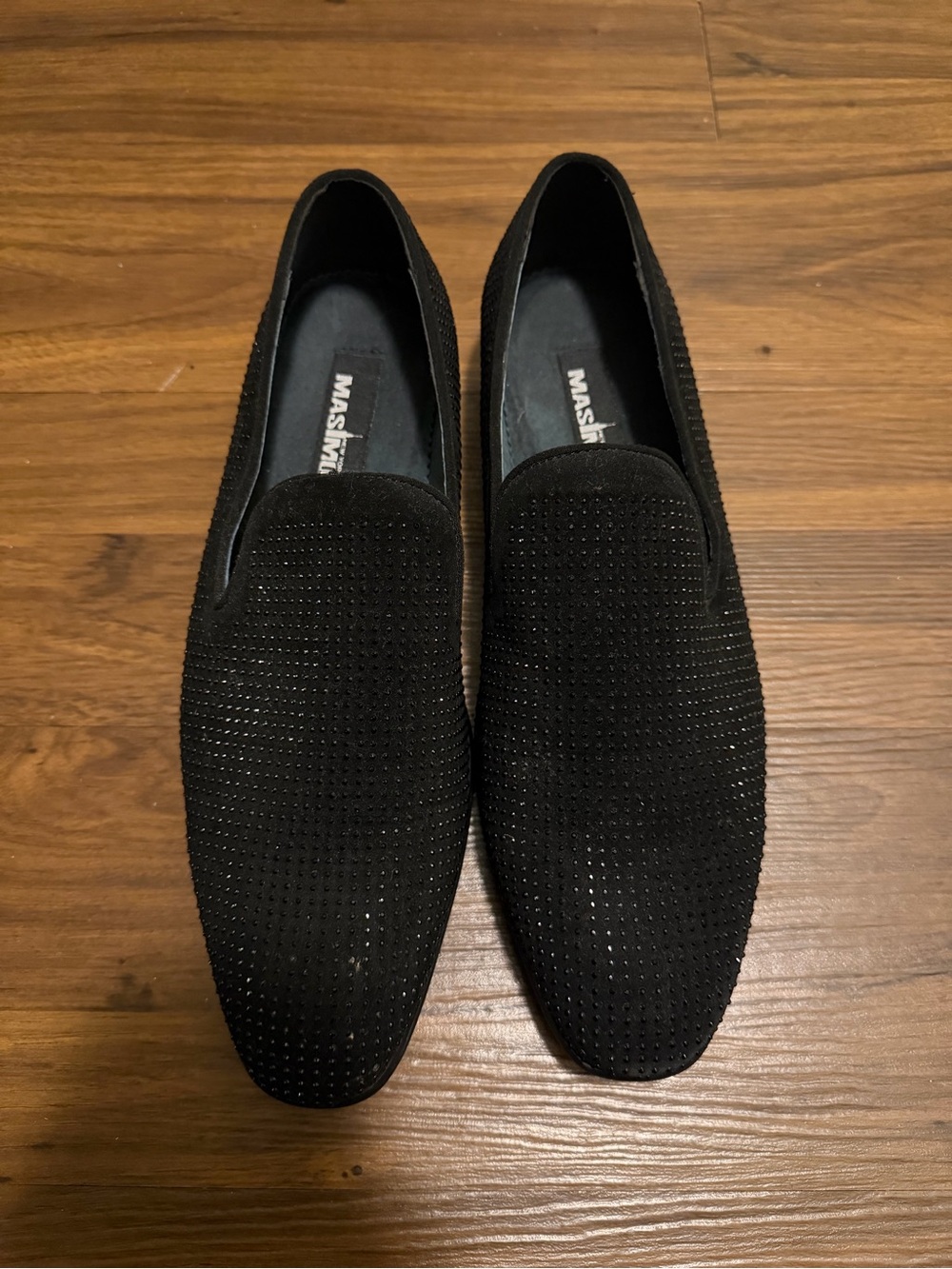 Massimo Black Studded Slip-On Loafers